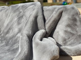 One Preevay Dramatic Gray Ultra-Soft Faux Rabbit Fur Throw