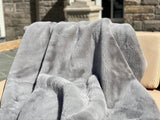 One Preevay Dramatic Gray Ultra-Soft Faux Rabbit Fur Throw