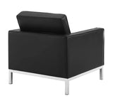 Black Tufted Leather Club Chair | Single Seater Mid-Century Modern
