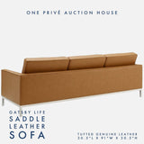 Saddle Tufted Leather Sofa | Three Seater | 91 Inches | Mid-Century Modern