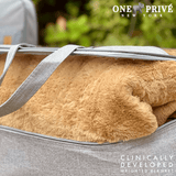 World's First Weighted Faux Rabbit Fur Blanket | Botero Collection | 20lbs Queen | Mocha Brown