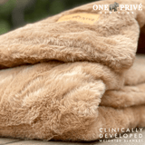 World's First Weighted Faux Rabbit Fur Blanket | Botero Collection | 20lbs Queen | Mocha Brown
