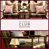St. Charles Club Seating | Bronze Brushed Contemporary Frame | Embossed Brown Leather