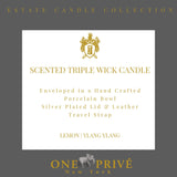 Lemon Ylang Ylang Luxury Candle - Porcelain Bowl & Silver Enclosure-Triple Wick - One Preevay