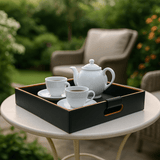 Cooper Black Hand-Stitched Premium Leather Serving Tray - One Preevay