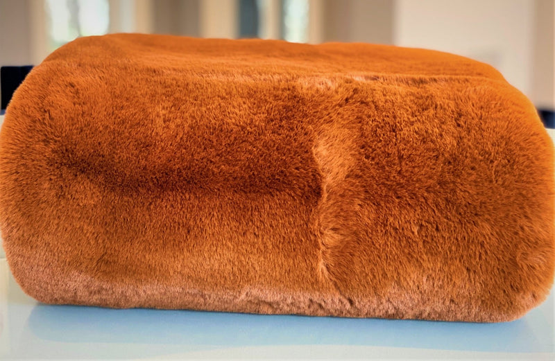 Experience luxury redefined with ONE Preevay's Faux Rabbit Fur Throw in Coco Brown. Inspired by Fernando Botero and crafted from Ultra Premium Faux Rabbit Fur. Hypoallergenic, cruelty-free, and lined with elegant velvet for refined warmth and sophistication. 800gsm, 50x60 inches
