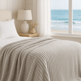 Gray Ribbed Faux Rabbit and Velvet Blanket - Connecticut Crafted - One Preevay Beach 