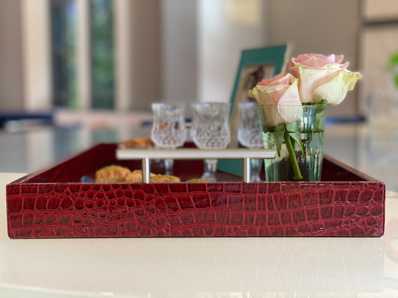 Pemberley Butler Red Leather Tray - Ralph Lauren Quality - One Preevay