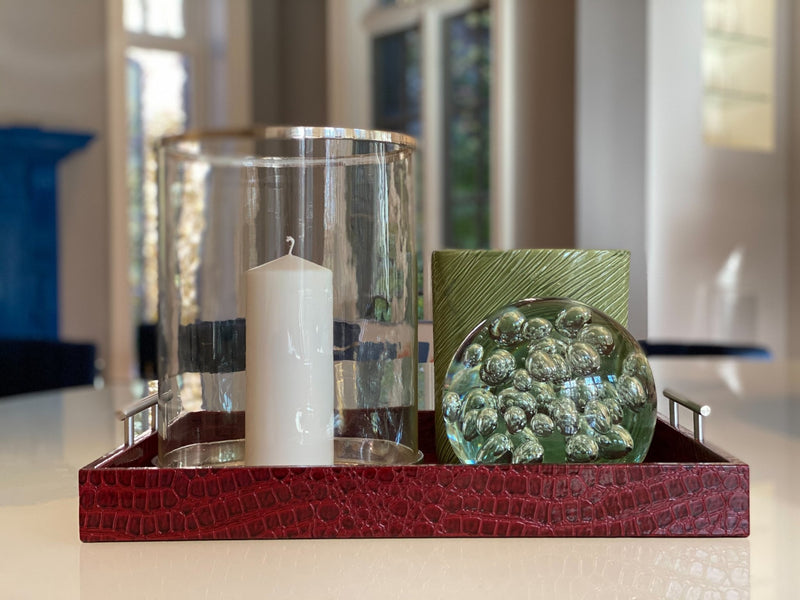 Pemberley Butler Red Leather Tray - Ralph Lauren Quality - One Preevay