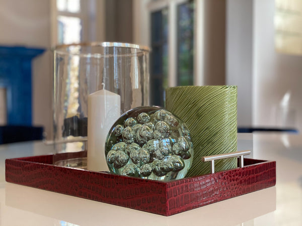 Pemberley Butler Red Leather Tray - Ralph Lauren Quality - One Preevay