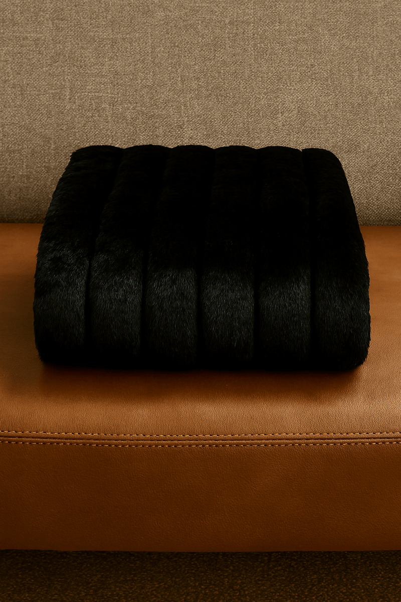 black-ribbed-faux-rabbit-velvet-blanket-twin-or-queen_One_Preevay folded leather