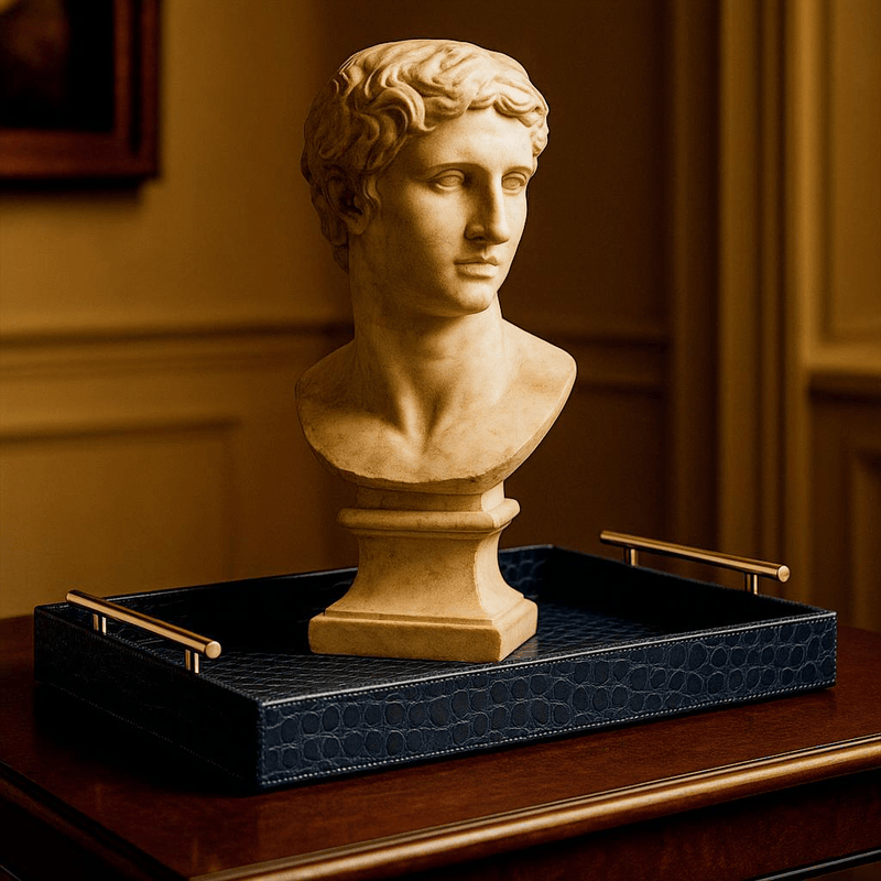 Blue Leather Serving Tray - Ralph Lauren Quality - One Preevay