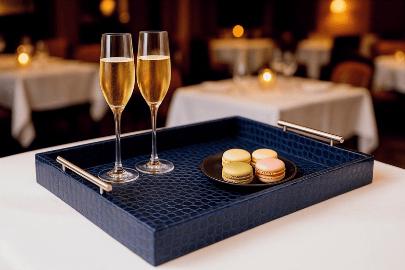 Blue Leather Serving Tray - Ralph Lauren Quality - One Preevay