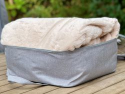 World's First Weighted Faux Rabbit Fur Blanket | Botero Collection | 20lbs Queen | Casual Khaki