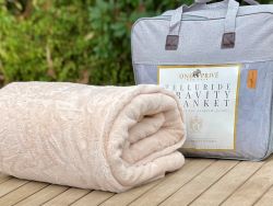 World's First Weighted Faux Rabbit Fur Blanket | Botero Collection | 20lbs Queen | Casual Khaki