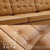 Saddle Tufted Leather Sofa | Three Seater | 91 Inches | Mid-Century Modern