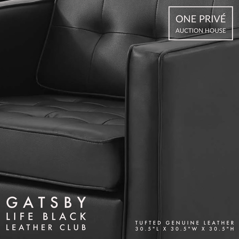 Black Tufted Leather Club Chair | Single Seater Mid-Century Modern