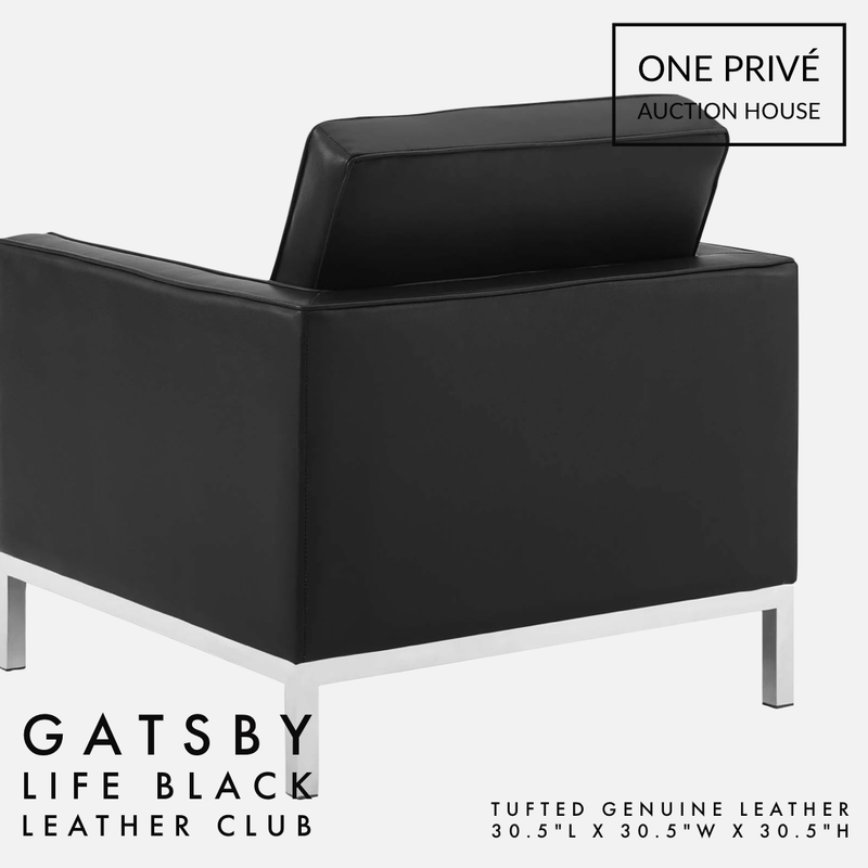 Black Tufted Leather Club Chair | Single Seater Mid-Century Modern