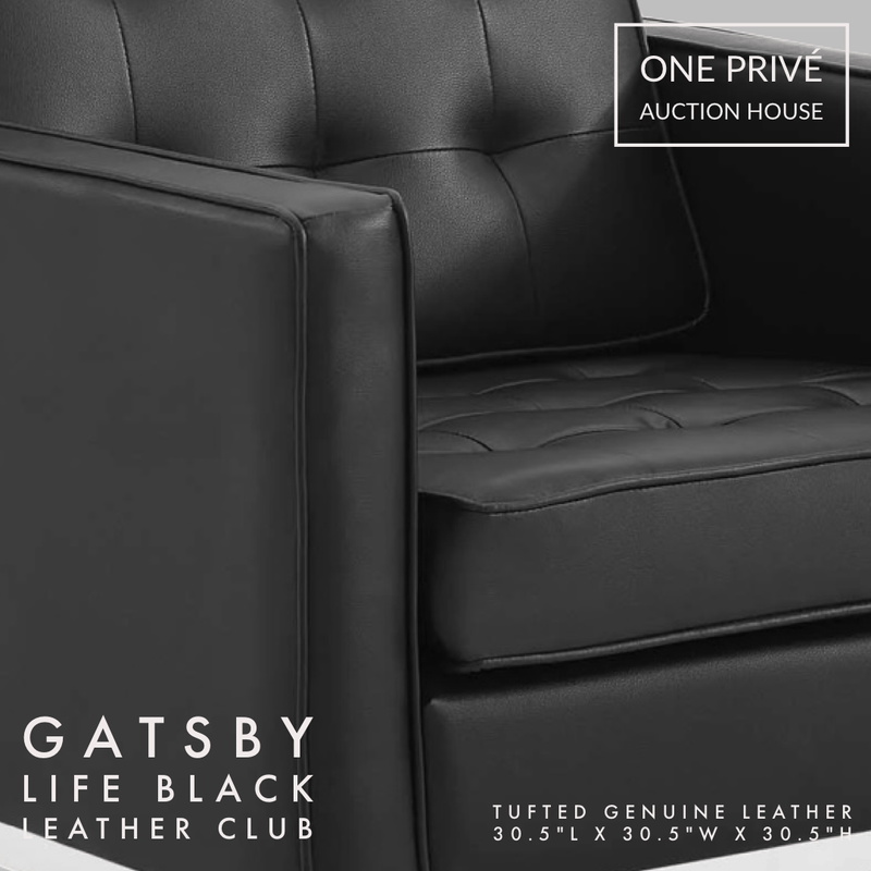 Black Tufted Leather Club Chair | Single Seater Mid-Century Modern