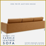Saddle Tufted Leather Sofa | Three Seater | 91 Inches | Mid-Century Modern