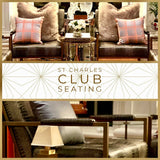 St. Charles Club Seating | Bronze Brushed Contemporary Frame | Embossed Brown Leather