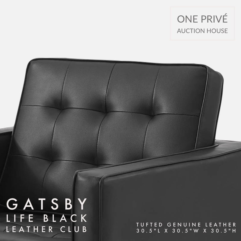 Black Tufted Leather Club Chair | Single Seater Mid-Century Modern