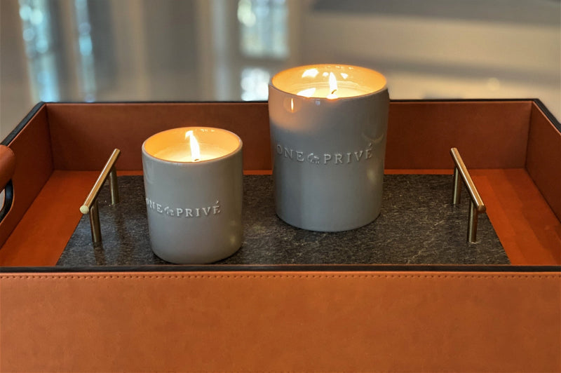 Discover the Mediterranean Fig & Linen Perfumed Estate Candle from One Preevay. Handcrafted with essential oils and soy wax, it features a 21.2 oz pale gray ceramic vessel. Enjoy the fusion of figs, bergamot, lavender, cedar, and Triple wick....