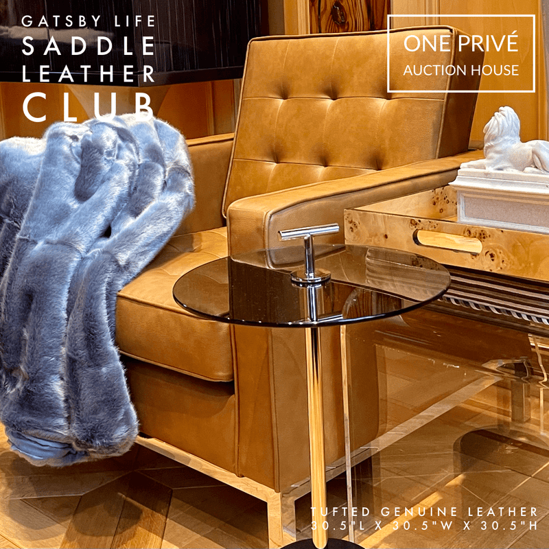 Eames Inspired | Gatsby Club Chair | Mid-Century Tufted Saddle Leather | One Preevay Elevate your space with One Preevay's The Gatsby Club Chair Mid-Century Genuine Leather Saddle Club, inspired by Eames, Saarinen & Jacobsen. Luxury 