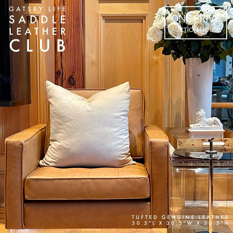 Eames Inspired | Gatsby Club Chair | Mid-Century Tufted Saddle Leather | One Preevay Elevate your space with One Preevay's The Gatsby Club Chair
Mid-Century Genuine Leather Saddle Club, inspired by Eames, Saarinen & Jacobsen. Luxury mid-century leather club chair (30.5"L x 30.5"W x 30.5"H.