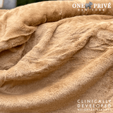 World's First Weighted Faux Rabbit Fur Blanket | Botero Collection | 20lbs Queen | Mocha Brown