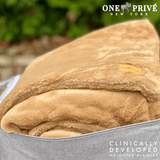 World's First Weighted Faux Rabbit Fur Blanket | Botero Collection | 20lbs Queen | Mocha Brown