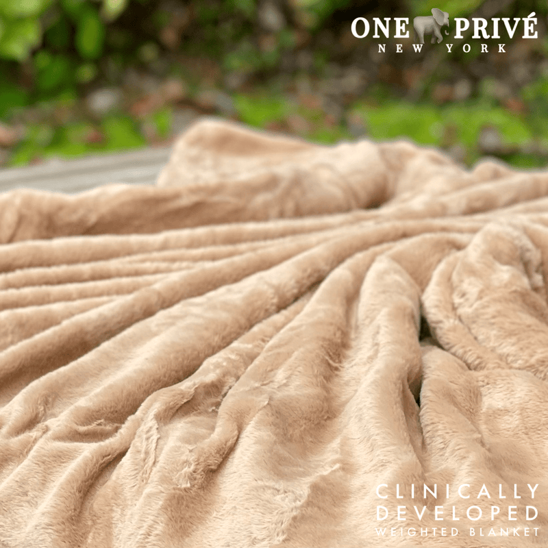 World's First Weighted Faux Rabbit Fur Blanket | Botero Collection | 20lbs Queen | Mocha Brown