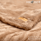 World's First Weighted Faux Rabbit Fur Blanket | Botero Collection | 20lbs Queen | Mocha Brown