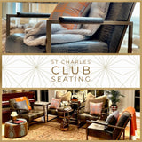 St. Charles Club Seating | Bronze Brushed Contemporary Frame | Embossed Brown Leather