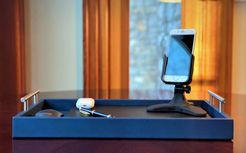 The Upgrade to your remote work setup with the Professional Portable Work Station in premium blue shagreen leather. Highly durable and lightweight, it features dual access ports for versatility. Available in three sizes: 17"x10", 20"x13", and 23"x15". Order now for peak productivity......
